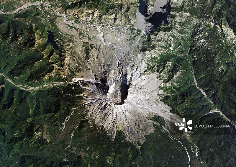 美国华盛顿州圣海伦斯火山卫星图像图片素材