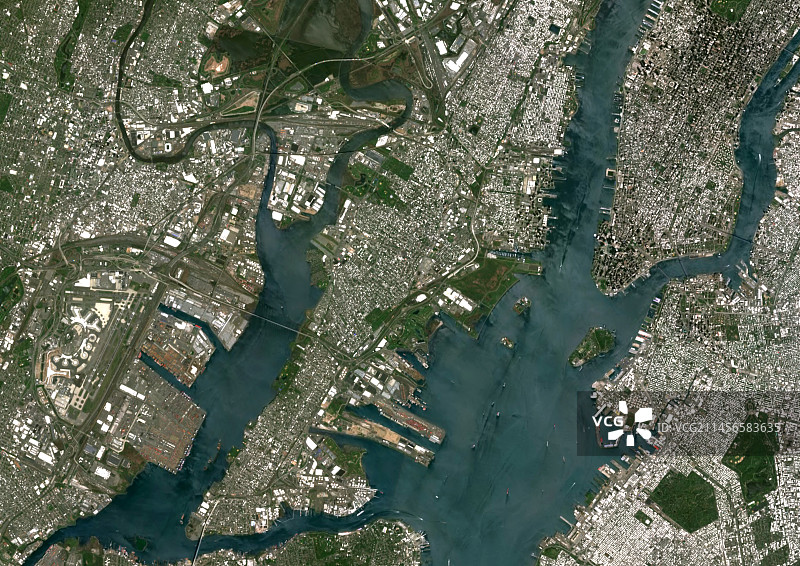 美国纽瓦克、泽西市和曼哈顿卫星图像图片素材