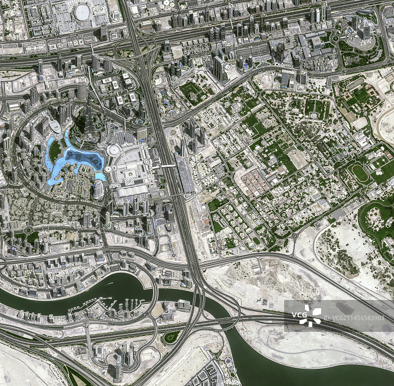 阿联酋迪拜哈利法塔卫星图像图片素材