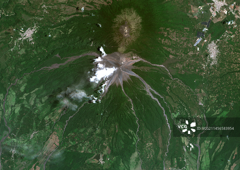 危地马拉富埃戈火山卫星图像图片素材