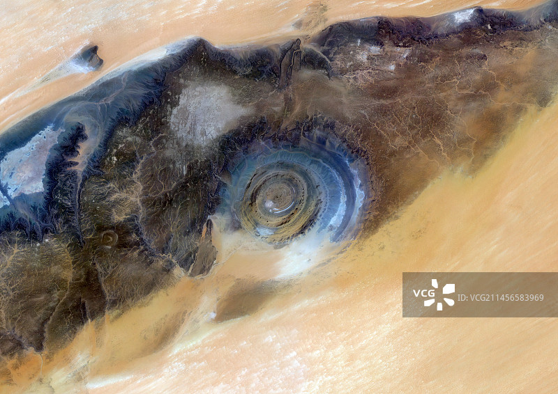 撒哈拉之眼，毛里塔尼亚，卫星图像图片素材
