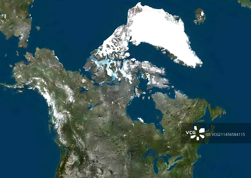加拿大和格陵兰岛卫星图像图片素材