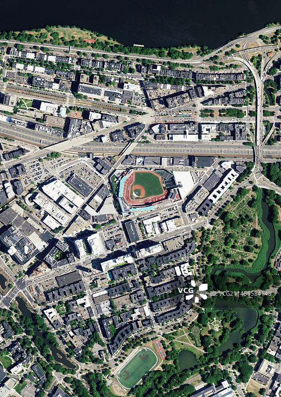 美国马萨诸塞州波士顿芬威球场卫星图像图片素材
