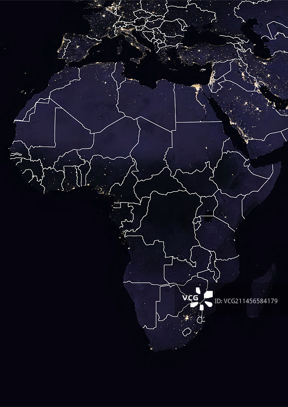 非洲夜景卫星图像图片素材