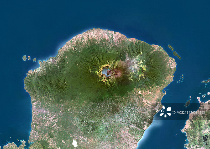 印度尼西亚龙目岛林贾尼火山卫星图像图片素材