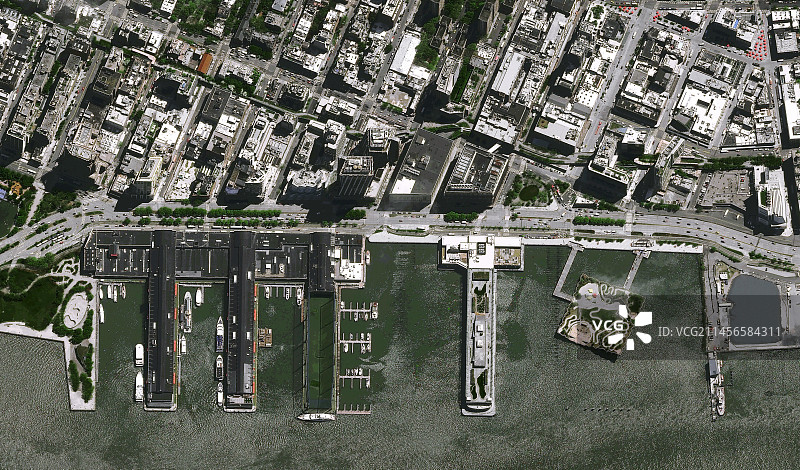 美国纽约市曼哈顿卫星图像图片素材