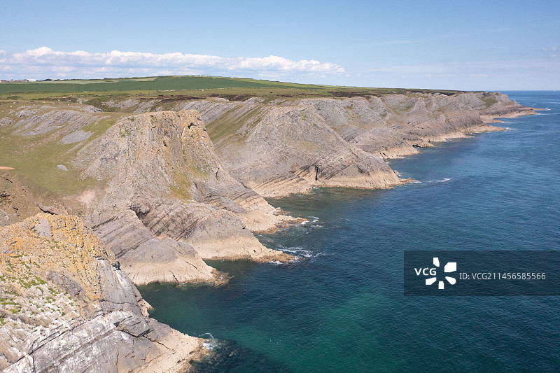 威尔士戈尔石灰岩悬崖图片素材