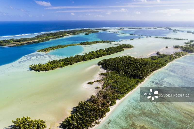 人工岛，帕尔米拉环礁鸟瞰图图片素材