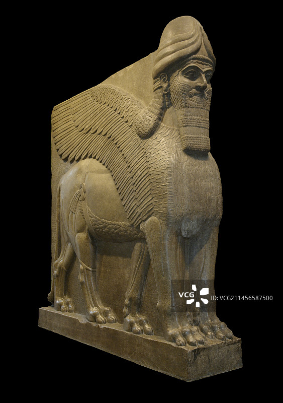 亚述人像：带胡须的飞翼狮图片素材