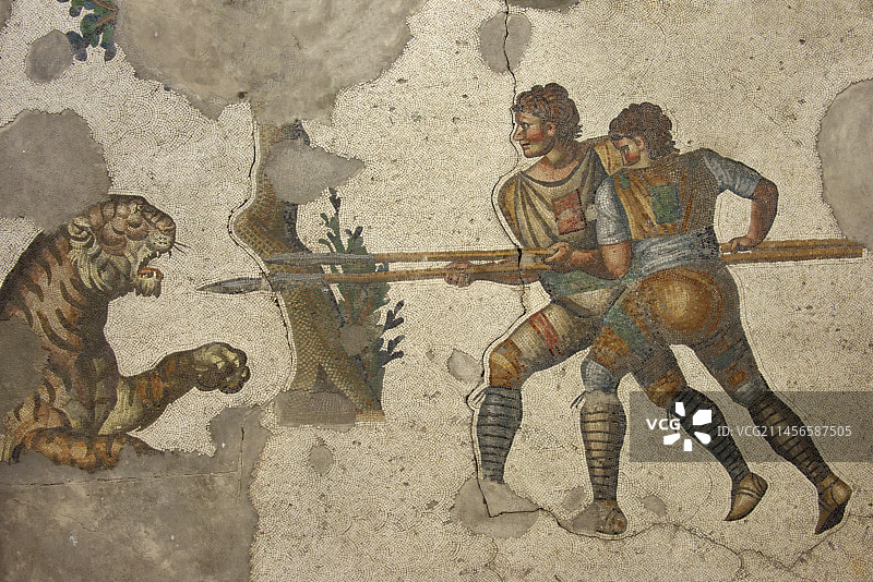 老虎狩猎马赛克图片素材