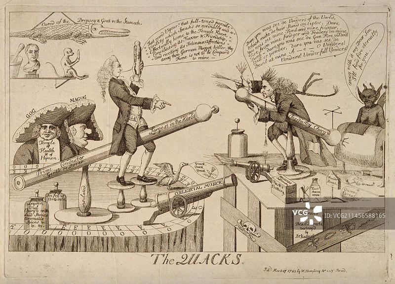 江湖郎中之战，18世纪插画图片素材