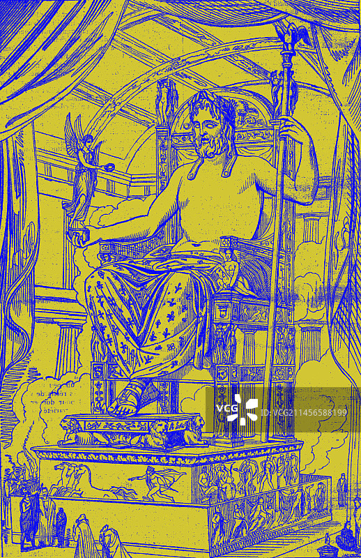 19世纪插画：古奥林匹亚的宙斯雕像图片素材