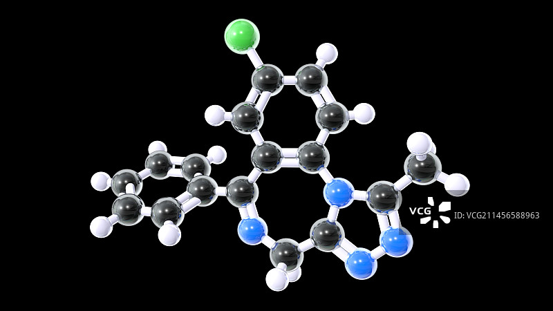 阿普唑仑药物分子模型图片素材
