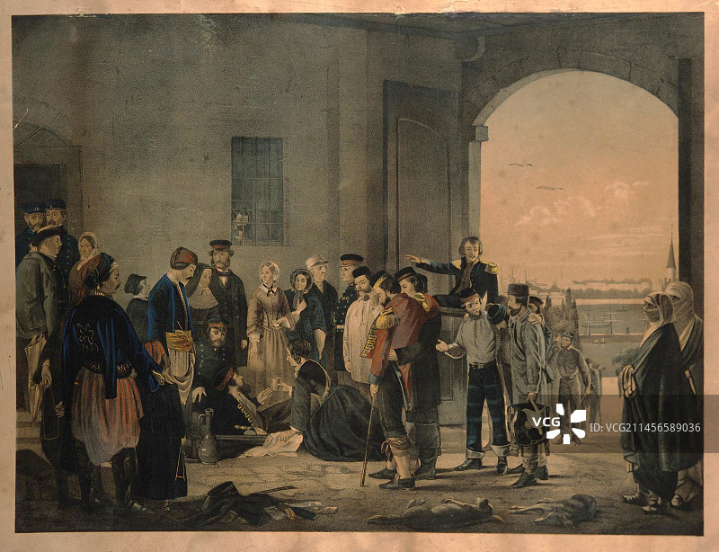 19世纪插图：斯库台医院的夜莺图片素材