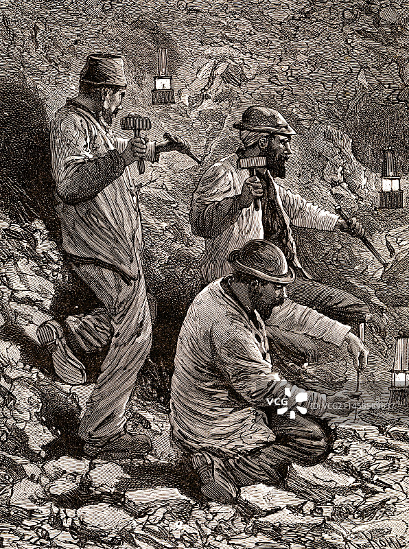 19世纪煤矿工人插图图片素材