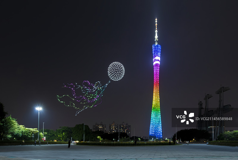 家国同庆，情满湾区～广州市海心沙无人机表演（2）嫦娥奔月图片素材