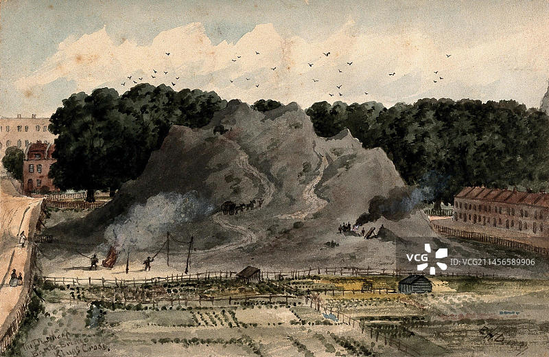 19世纪伦敦的大垃圾堆插图图片素材