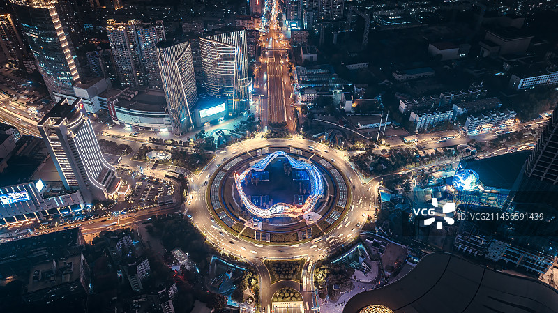 光谷广场航拍夜景图片素材