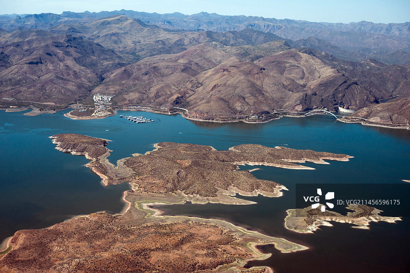 西奥多·罗斯福湖鸟瞰图图片素材