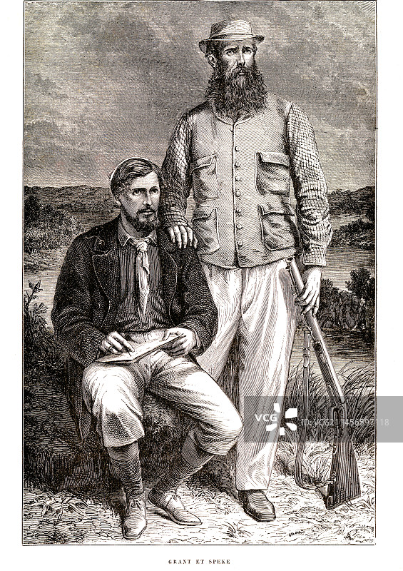 约翰·斯皮克和詹姆斯·格兰特：英国探险家图片素材