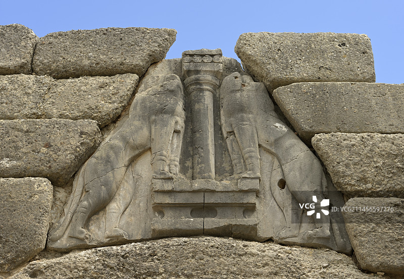 迈锡尼狮子门特写图片素材