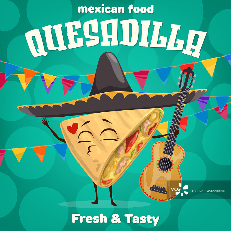 卡通墨西哥烤饼与吉他图片素材