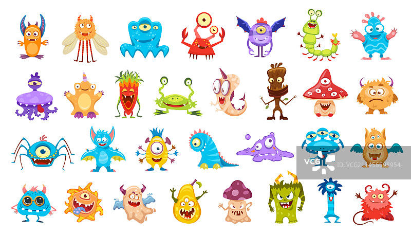 卡通可爱滑稽怪物角色图片素材