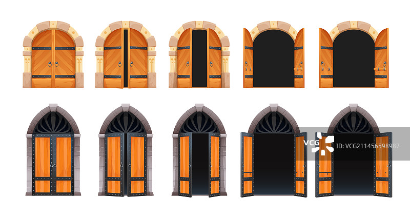 卡通城堡的门开启动画图片素材