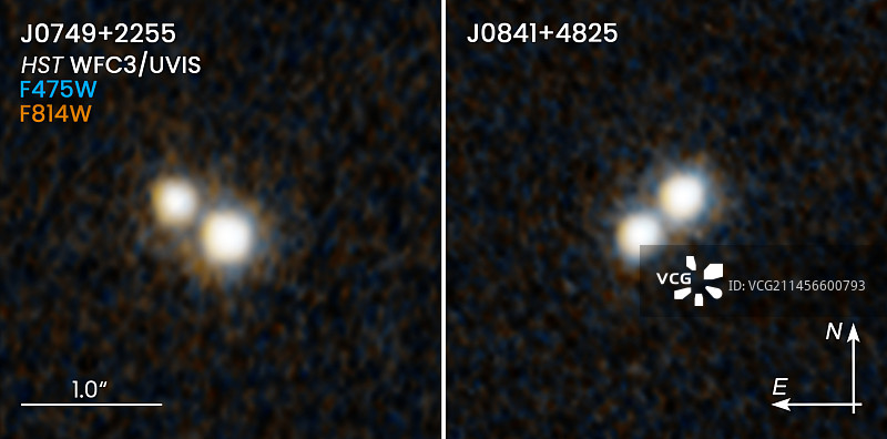 哈勃望远镜拍摄到的两颗双类星体图片素材
