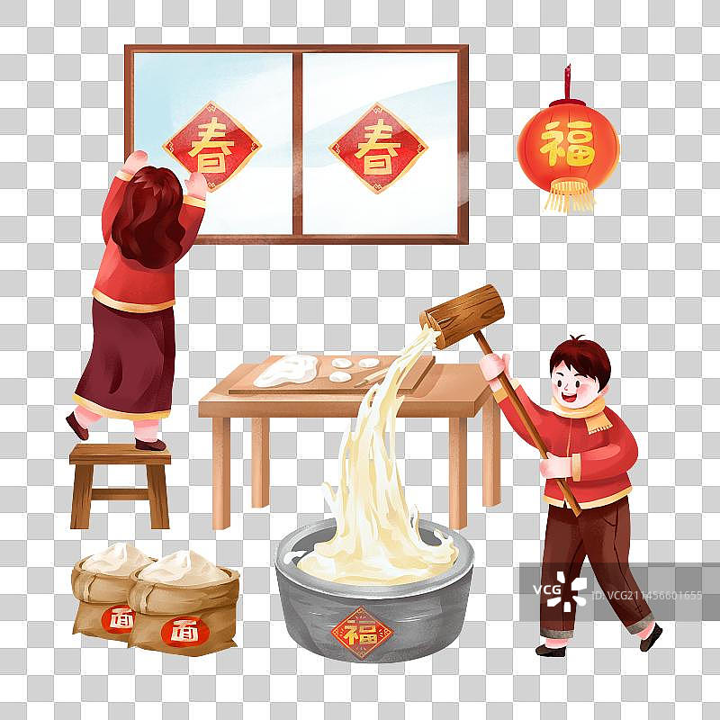 年俗腊月二十八 打年糕图片素材