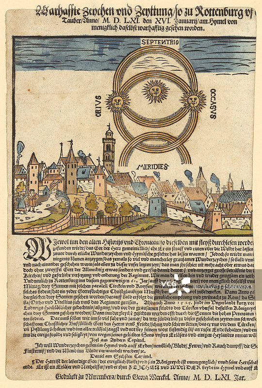 16世纪德国城镇上空的幻日图片素材