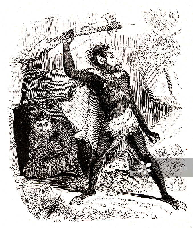 19世纪化石人插图图片素材