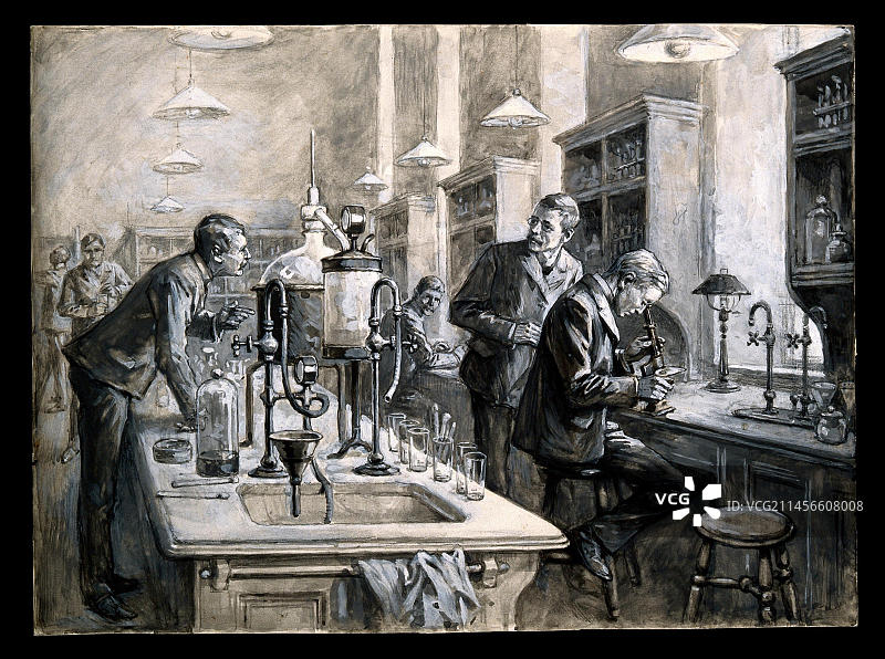 19世纪的实验室科学家图片素材