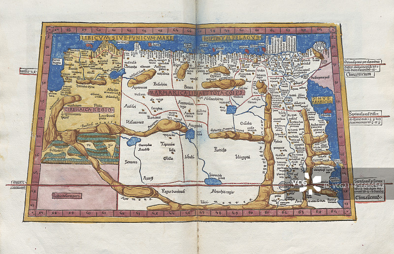 公元2世纪托勒密绘制的东北非地图图片素材