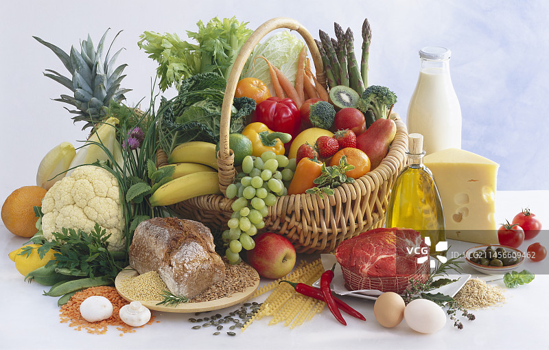 装满健康食品的购物篮图片素材