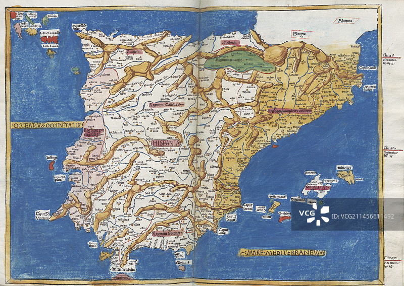 公元2世纪托勒密伊比利亚半岛地图图片素材