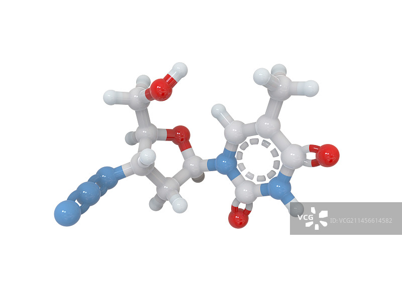 叠氮胸苷HIV药物分子模型图片素材