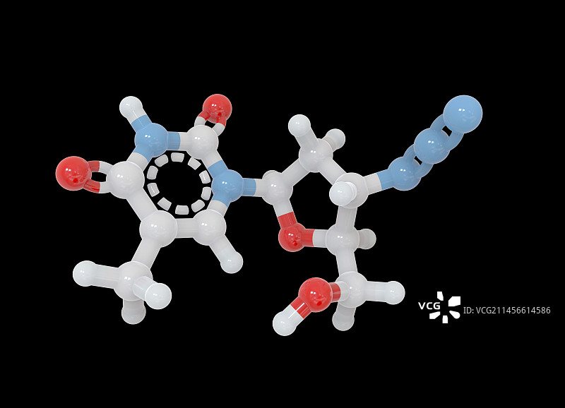 叠氮胸苷HIV药物分子模型图片素材
