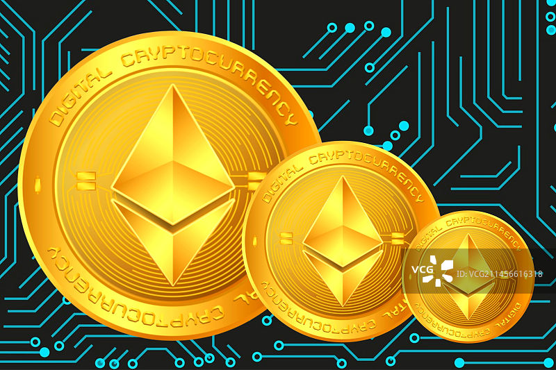 以太坊加密货币插图图片素材