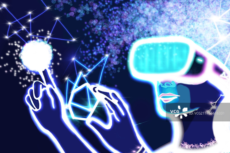 元宇宙与虚拟现实插图图片素材