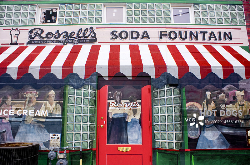 美国苏打喷泉壁画图片素材