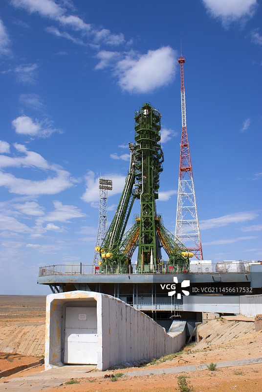 拜科努尔航天发射场的联盟号火箭图片素材