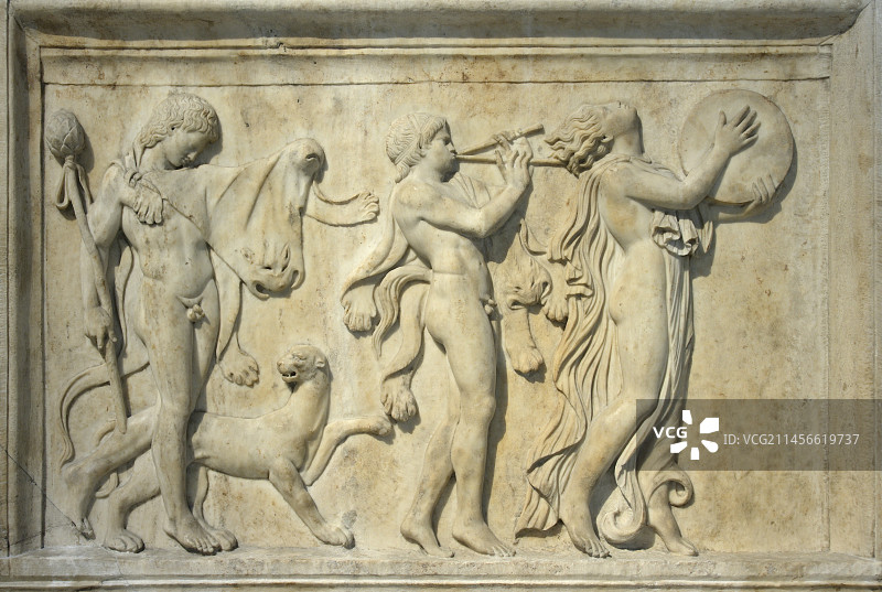 酒神游行大理石浮雕图片素材