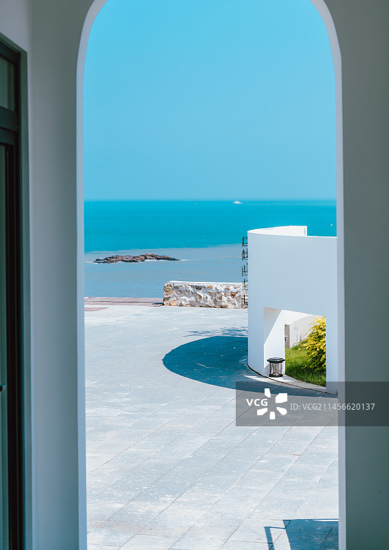 舟山白沙岛海景房别墅民宿海景房露天泳池图片素材