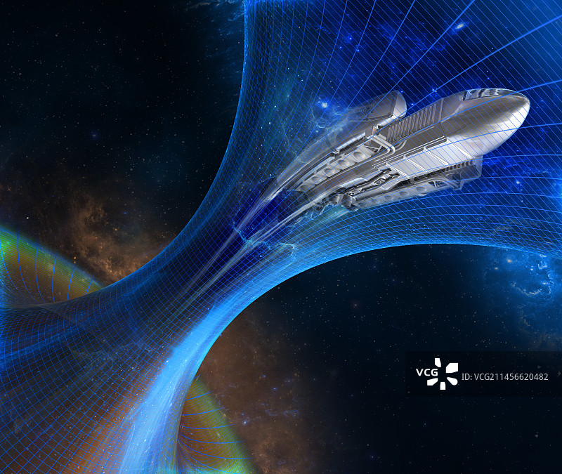 穿越虫洞的宇宙飞船插画图片素材