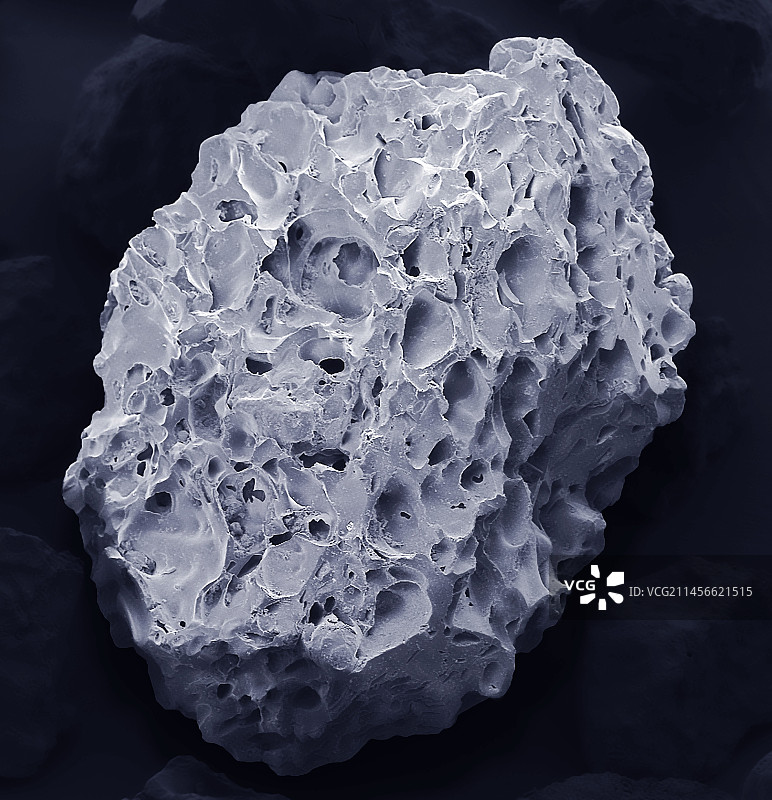 火山黑砂颗粒，扫描电子显微镜图片素材