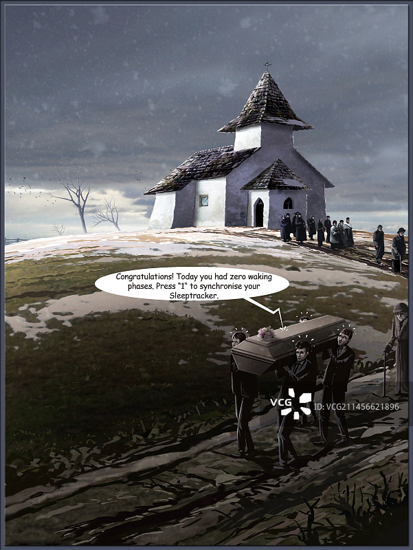 睡眠追踪器讽刺插画图片素材