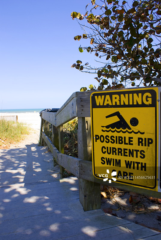 佛罗里达海滩上的警告标志图片素材