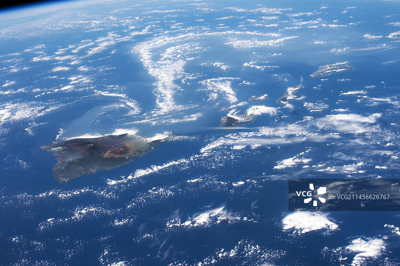 夏威夷火山和火山烟雾，宇航员照片图片素材