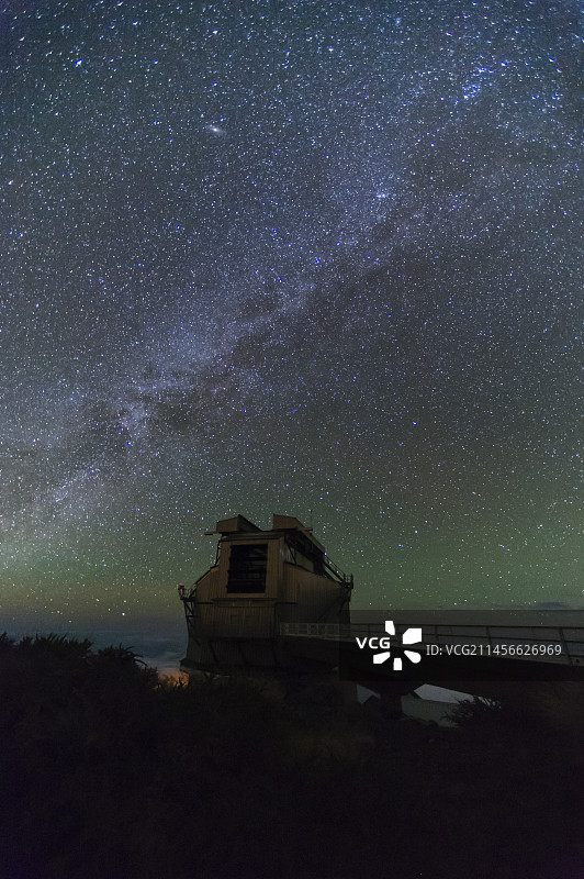 银河下的罗克德洛斯穆察乔斯天文台图片素材